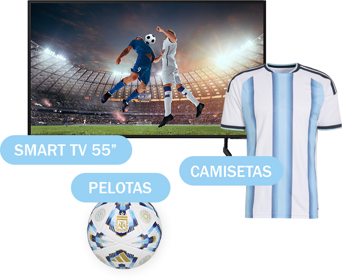 Smart TV, pelotas y camisetas